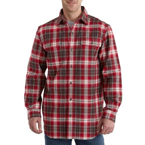 Carhartt Other - Carhartt 101294 - Hubbard Long Sleeve Red Plaid Flannel Button Up Shirt - Medium